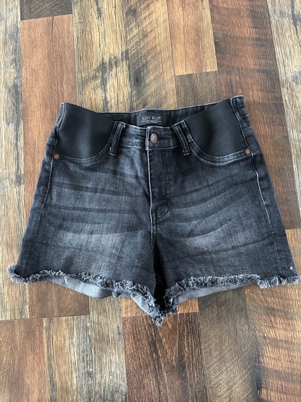 Judy Blue Black Frayed Maternity Denim Shorts